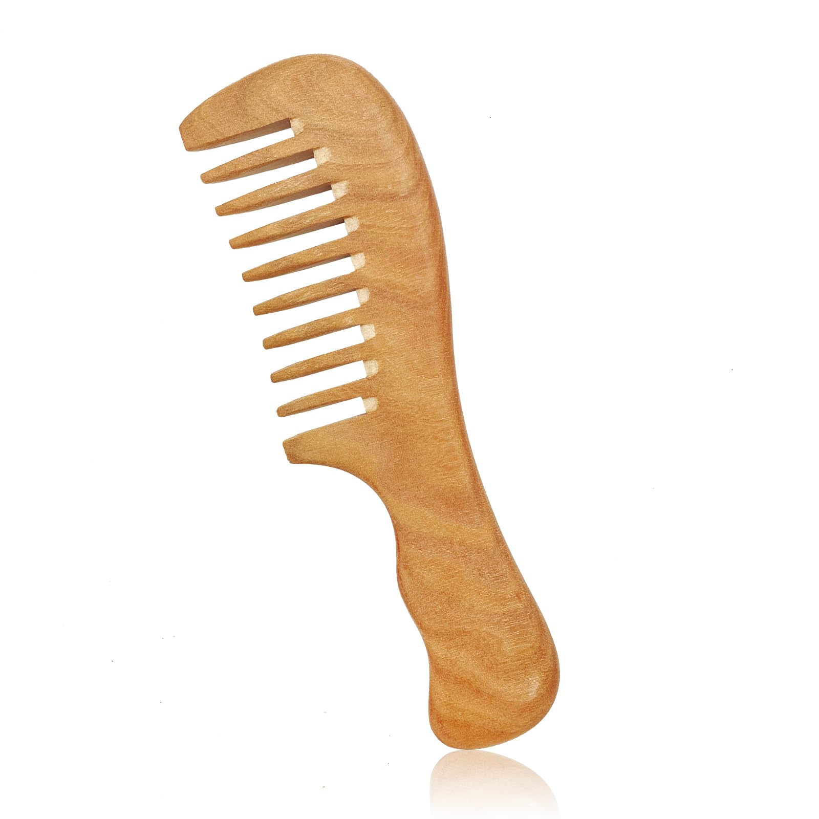 Nature Wooden Wide Tooth Comb for Curls, Women's Curly Wavy Thick Hair (5mm Pitch)