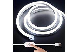 3M LED Neon Light Strip, USB Powered Touch Control Dimmable Light Bar, Ultra-Thin Flexible Neon Rope Light with Touch Switch,