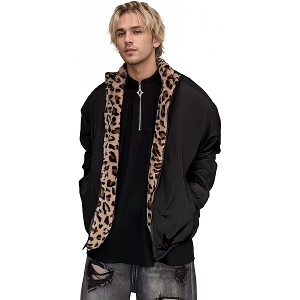 ジャケット・アウター Y2K RATTLE TRAP animal velor fur jaket Amazon.com: Hesaco Unisex Reversible Leopard Faux Fur Jacket