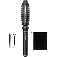 Thermal Brush, 1 1/2 inch Heated Round Brush with Detachable Head, Velvet Pouch and Dual Voltage for Travel, Easy to Create Blowout Look, Classic Black, Wavytalk