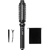 Wavytalk Thermal Brush, 1 1/2 inch Heated Round Brush with Detachable Head, Velvet Pouch and Dual Voltage for Travel, Easy to Create Blowout Look, Classic Black