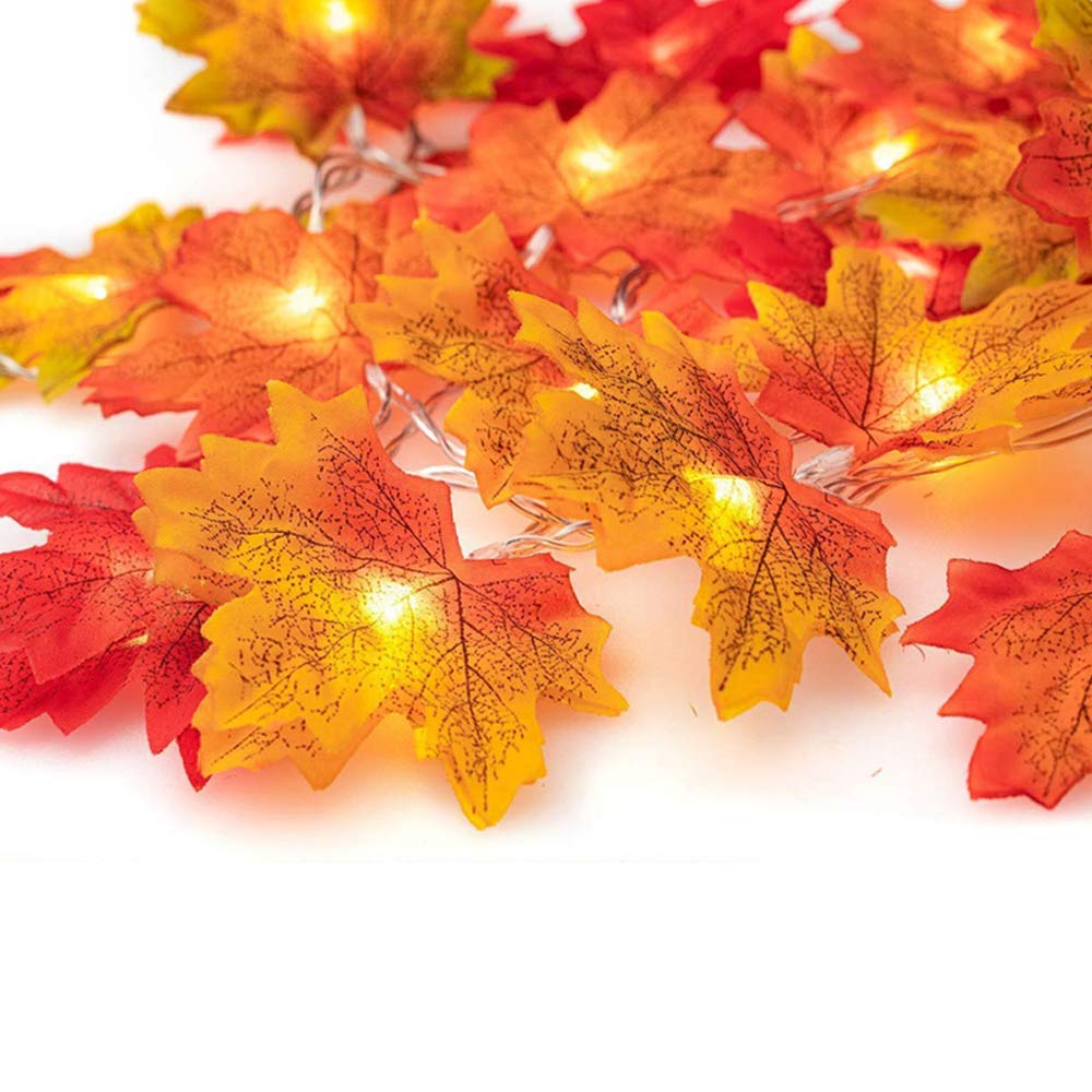 You's Auto Maple Leaf Fairy Lights Chains,4M 40 LED Autumn Garland Light Maple Leaves Fall Decoration String Lights for Christmas, Thanksgiving Decorations, Outdoor Home, Picnic, Outdoor Decor