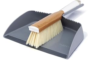 MASTRAD Full Circle Clean Team Brush & DustPan Set, White & Grey