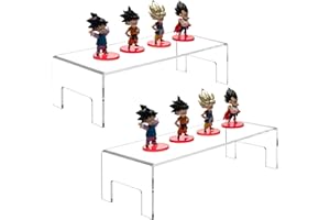 MyGift Set of 2 Premium Clear Acrylic Display Riser Rack Stand for Collectible Figures, Retail Merchandise, & Desserts