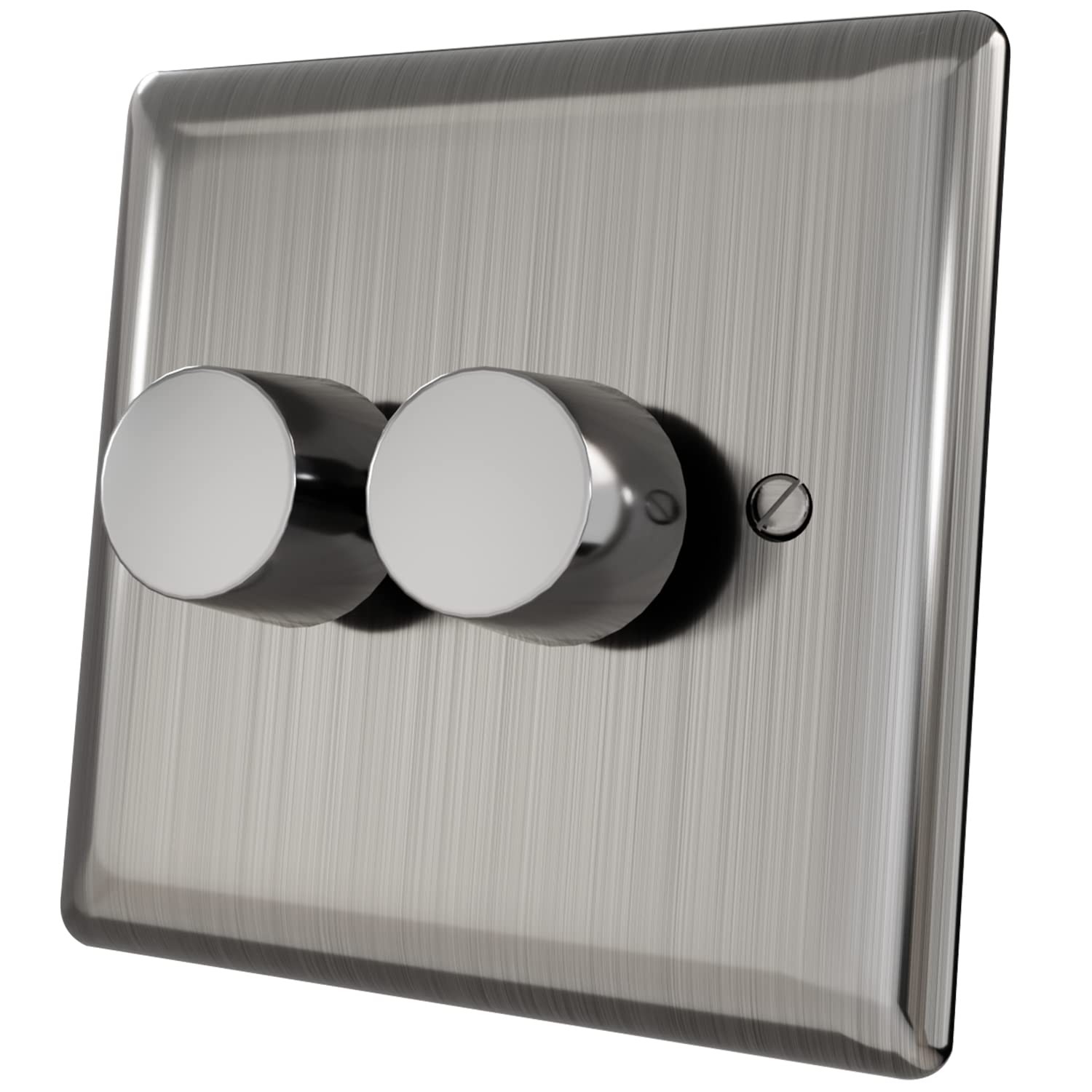 iolloi LED Dimmer Switch 1/2 Gang On/Off Rotary Dimmer Switch for Dimmable LED/Incandescent Bulbs/Halogen Lamps Brushed Steel 3-100W — image 1