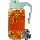 Spreccio Mason Jar Pitcher with Tea Filter, Airtight & Leakproof Glass Pitcher with Lid, 64 oz Sun Tea Glass Jar for Outside, Perfect for Sun Tea, Lemonade, and iced Tea