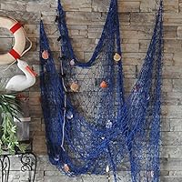 Dngdom Mediterranean Style Decorative Fishing Net with Shells, Pure Manual Weaving Craft & Hanging Decoration (Blue) by iHomie