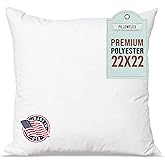 Pillowflex Premium Polyester Throw Pillow Insert - 22x22 - Ultra Soft Square Throw Pillow, Couch Sham, Lumbar, Back, Sofa - M