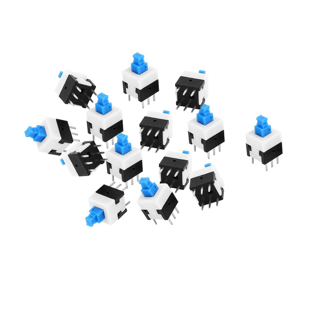 Sourcingmap 14Pcs 8 x 8mm PCB Tactile Push Button Switch Self Lock Latching 6P DIP