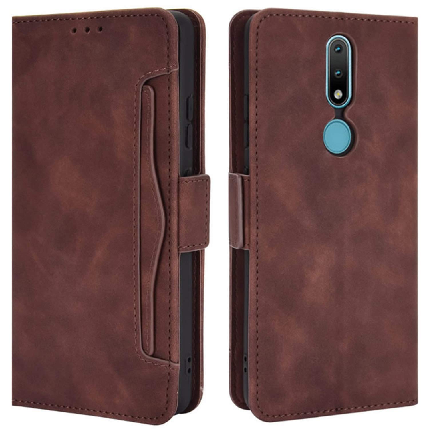 HualuBro Nokia 2.4 Case, Magnetic Full Body Protection Shockproof Flip Leather Wallet Case Cover with Card Slot Holder for Nokia 2.4 Phone Case (Brown) — image 1