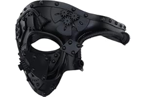 Ubauta Steampunk Cyborg Mask for Halloween: Handcrafted Plastic with Metallic Finis - DIY Repair Strip & Adjustable Fit