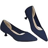 AHZEHRSE Womens Kitten Heels Pumps Shoes Comfortable Knit Closed Toe Heels for Women Work Office Casual Wedding Dressy