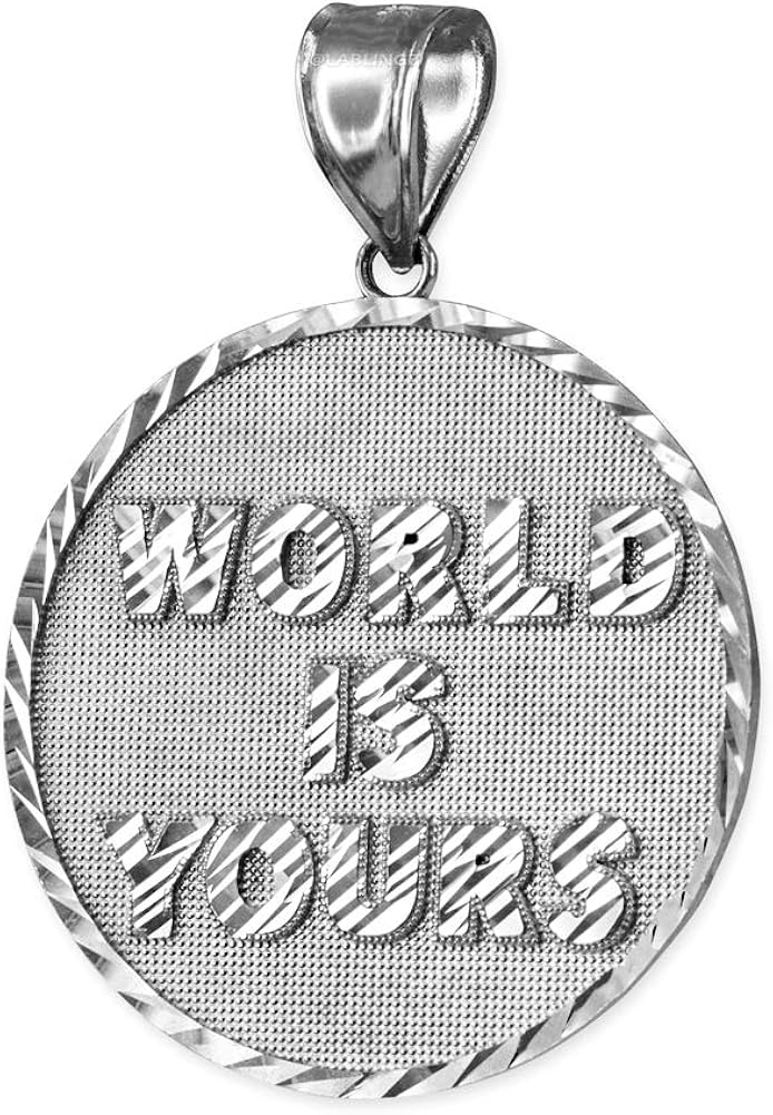 14K White Gold WORLD IS YOURS DC Medal Pendant | Amazon.com