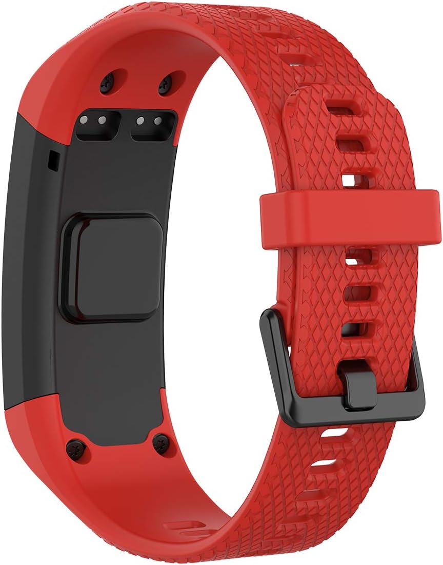 Huwokxix Watch Strap compatible with Garmin vivosmart HR,Adjustable Silicone Sports Strap Replacement Band (Black+Red) - Image 3