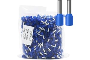 Fidioto 1000pcs AWG14 Wire Ferrules Terminals Kit, AWG14 Terminal Connector Wire Insulated Cord Pin Ends Terminals for Electric, Industrial, Chemical Industry, Power Control System, etc.