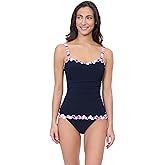 Profile by Gottex Women's Purple Multi Tricolore E Cup Tankini with Underwire Foam, Built-in Bra and Full Lining Essential