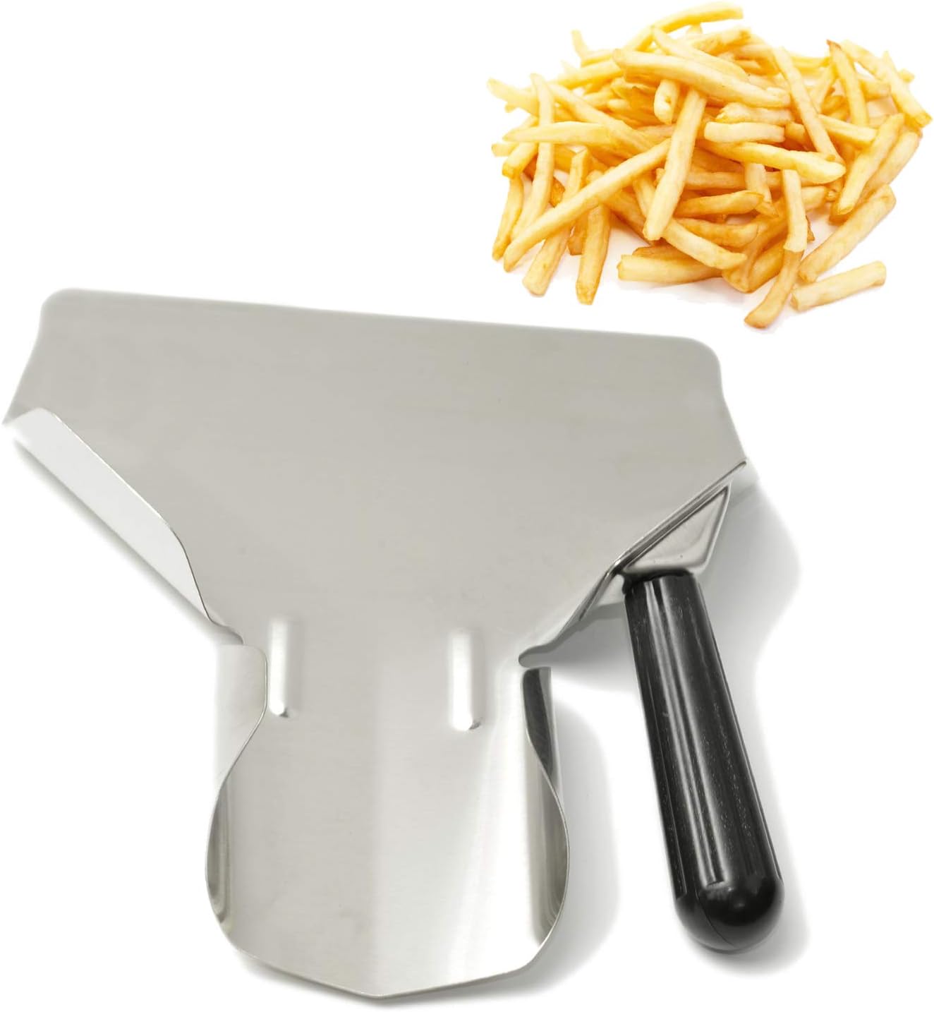 MGGi Stainless Steel French Fry Bagger Scoop Chip Popcorn Bagger Ice Candy Snacks Desserts Scooper, Right Handle
