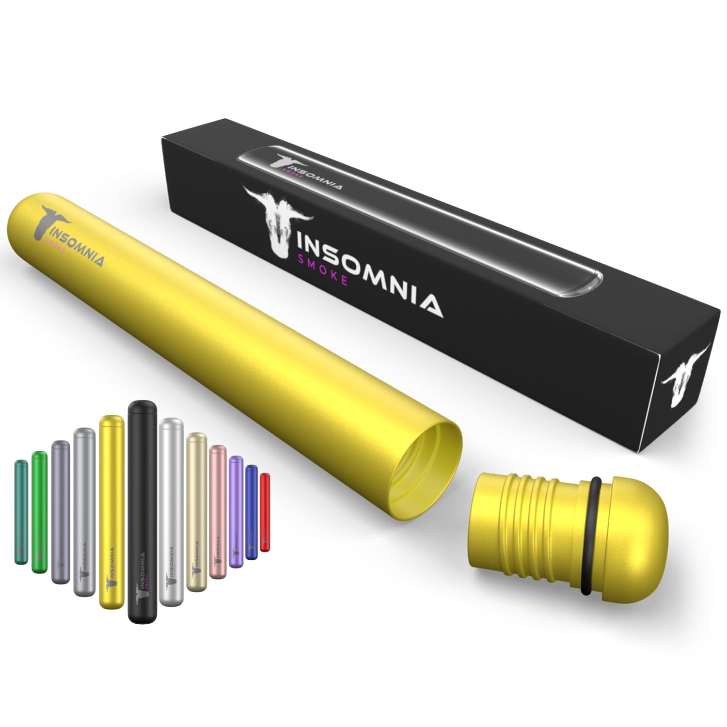 Insomnia Smoke Joint Case | Water, Smell & Odour Proof | Premium Tobacco Doob Tube Cigarette Storage Container Box for King Size Pre-roll Cone | Made of CNC Aluminium for Luxury Lifestyle (Yellow)