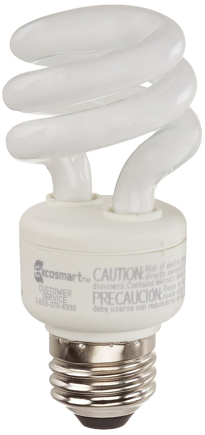 Ecosmart 9watt Warm White Compact Fluorescent Light Bulbs CFL, [4 Pack X 2]