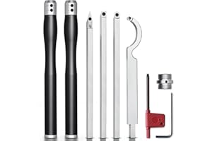 FEOTVO Lathe Tools, Wood Lathe Tools with Removable Handle, 【Latest Upgraded】Turning Tool with Adjustable Connector including Swan Neck Hollower, Rougher, Finisher(Alloy Tool Set) Black