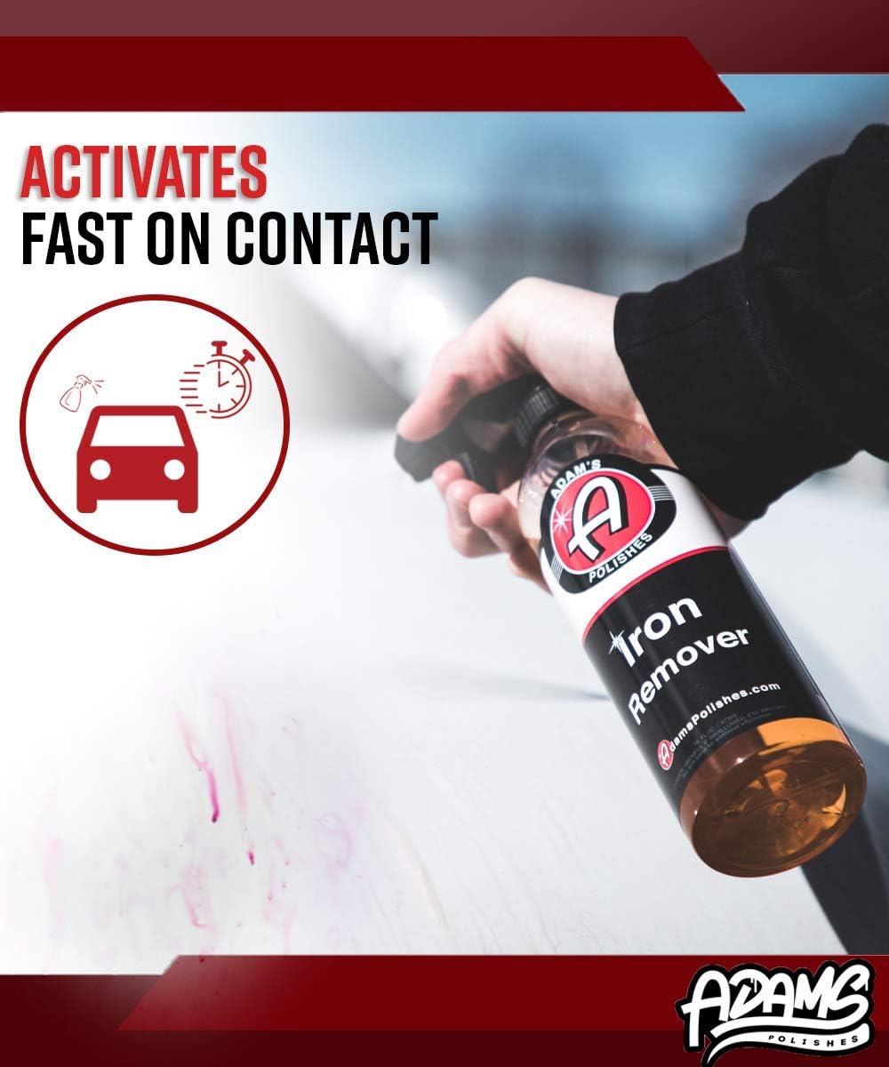 Adam's Iron Remover (16oz) - Fallout Iron Out Rust Stain Remover Spray For Pro Car Detailing | Use Before Car Wash Clay Bar Car Wax Ceramic Coating & Machine Car Buffer Polisher | Auto Paint Motorcycle RV Boat: Health & Personal Care