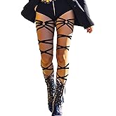 Lorealri Black Leg Wraps Rave Elastic Garter with O Ring Outfits Festivals Exotic Costume for Women