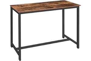 HOOBRO Bar Table, Rectangular Pub Table, 47.2” Counter Height Bar Table, Industrial Bar Height Table, Dining Table for Kitchen, Living Room, Easy to Assemble, Rustic Brown BF50BT01