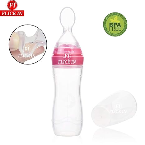 Buy Flick In Newborn Baby Silicone Food Dispensing Spoon Pink