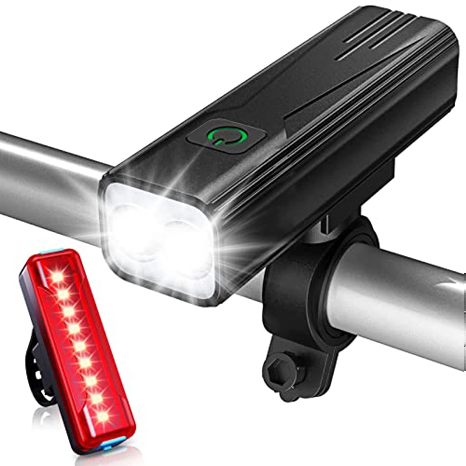 Babacom Bike Lights, Super Bright USB Rechargeable Bicycle Lights, 5 Adjustable Lightness Cycling Front Light & Rear Light for Cycling Safety with IPX5 Waterproof & 6-50 Hours Running Time