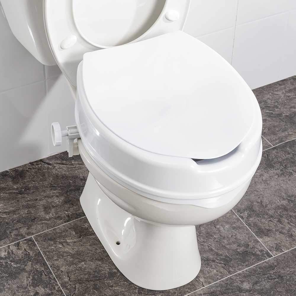 NRS Healthcare Linton Raised Toilet Seat with Lid, 100 mm / 4 inch, White