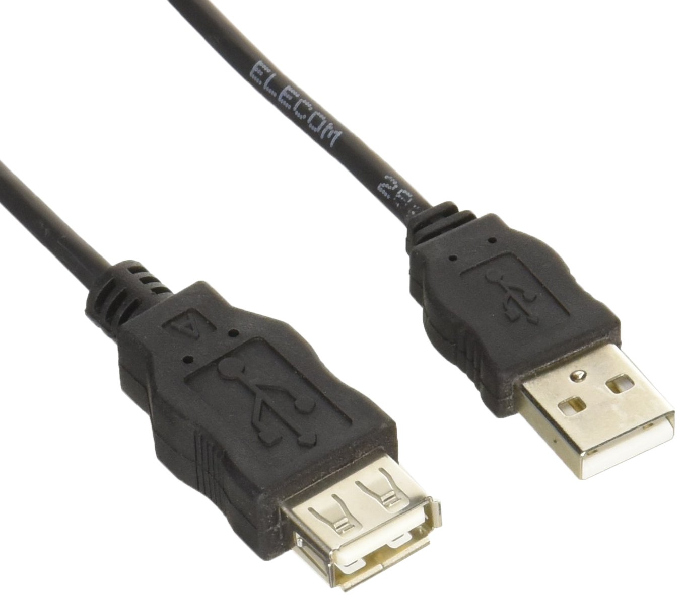 エレコム USBケーブル 延長 USB2.0 (USB A オス to USB A メス) RoHS指令準拠 3m ブラック USB-ECOEA30 の商品画像