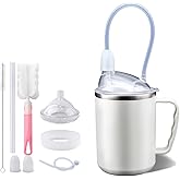 Multifunctional Adult Sippy Cup for Elderly Spill Proof - Precise Liquid Control, Easy to Grasp Handles,17.6oz Stainless Steel Sippy Cup with Straw,Suitable for Seniors Patients Limited Mobility