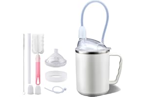 XYszpcgs 17.6oz Multifunctional Adult Spill Proof Cup for Elderly, 3 in 1 Stainless Steel Sippy Cup with Straw and 2 Lids, Suitable for Seniors Disabled Patients Limited Mobility