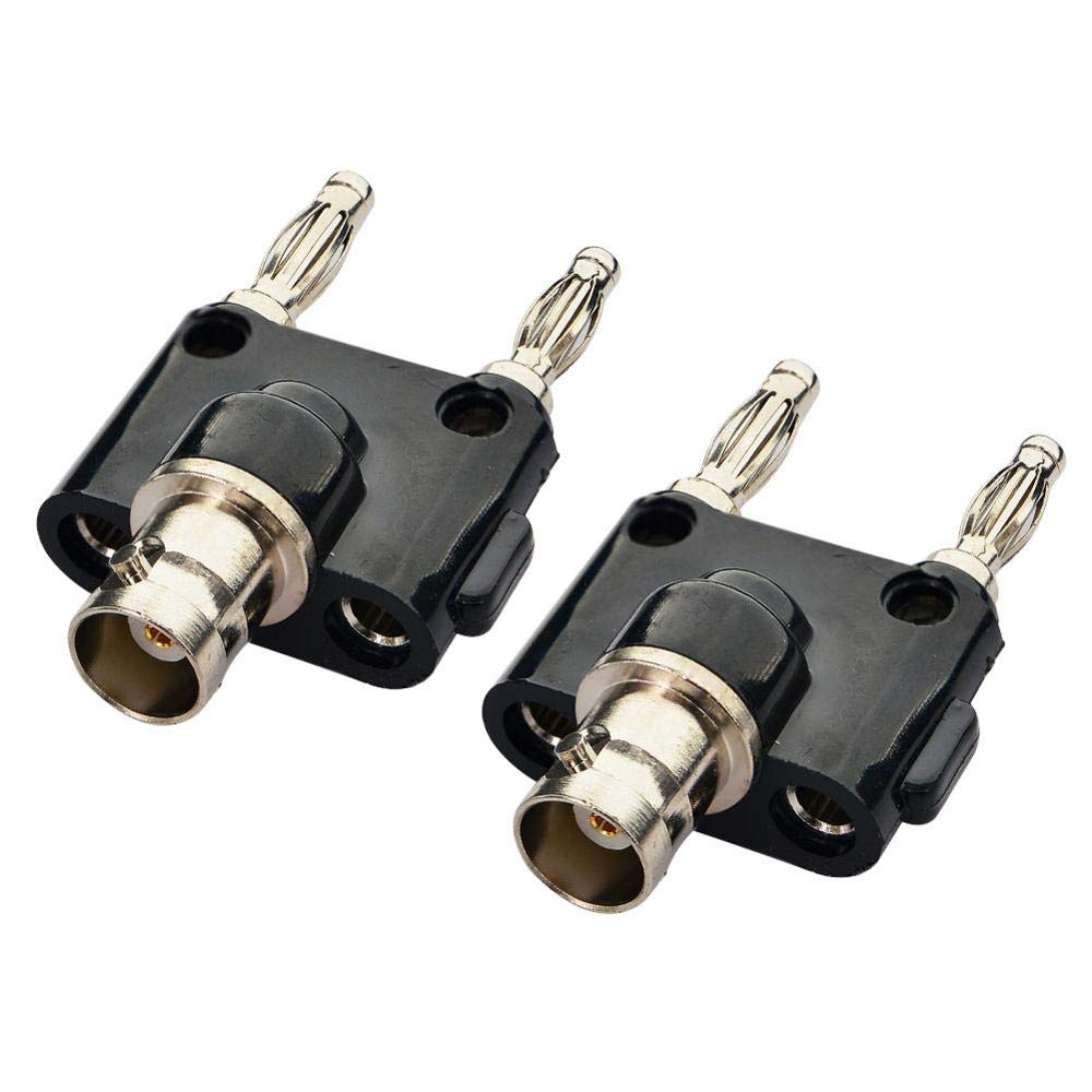 YILIANDUO BNC Female to Dual Banana Male Plug Jack Binding Posts RF Coaxial Adapter BNC to Banana Coax Jack Splitter Connector Pack of 2