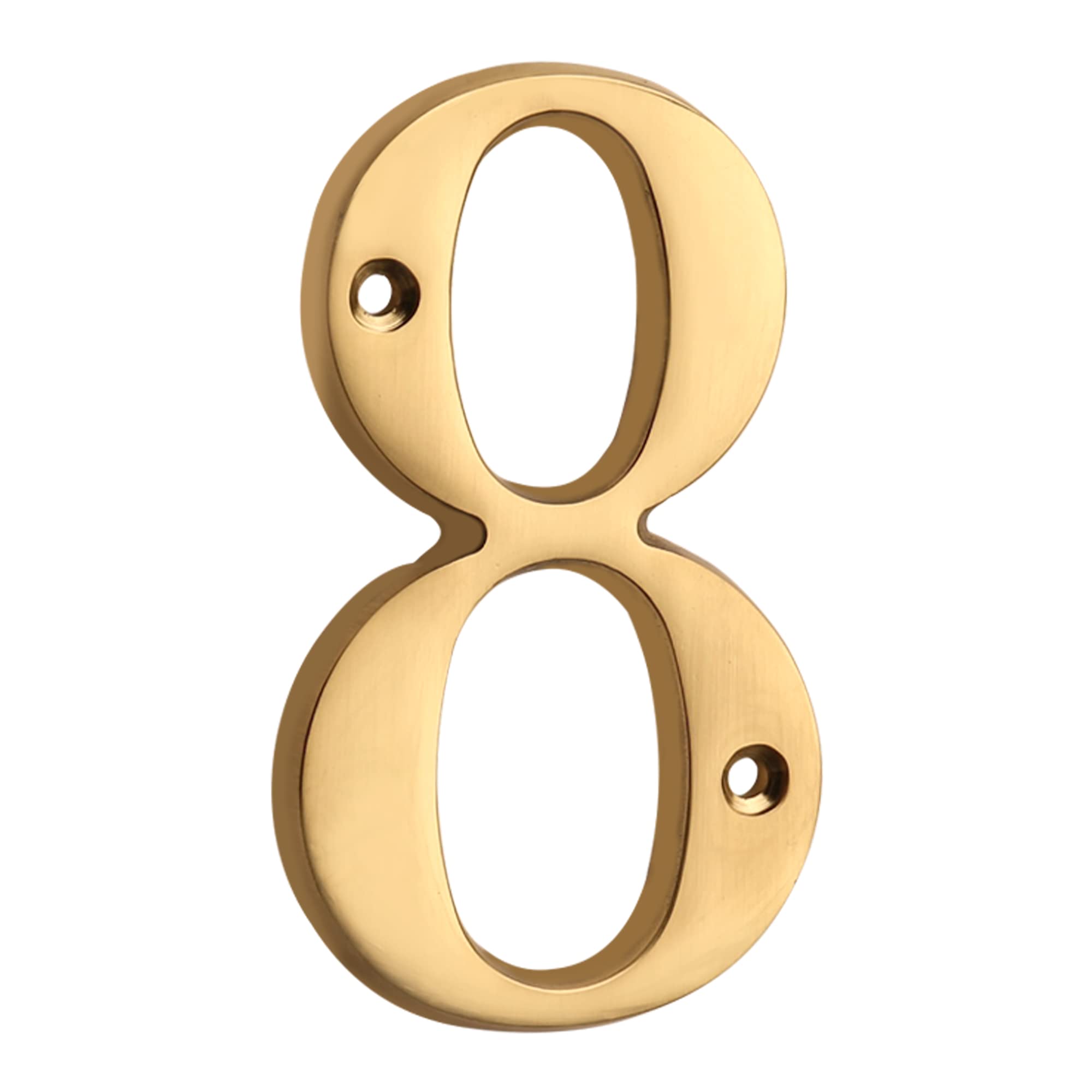 Photo 1 of HASWARE House Number Sign 4 inch (10 cm) Polished Brass Finish Stylish Curvy Modern Door Numbers Signage Plaque Street Home Address Numerals(8, Brass)