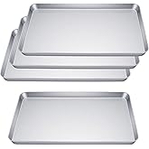 NINGWAAN 4 PCS Stainless Steel Baking Sheets, 17.6 x 12.4 x 1 inch Half Sheet Cookie Pans Bakeware Oven Tray for Cooking Roasting Baking