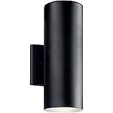 Kichler 12" LED Outdoor Wall Sconce in Textured Black, 1-Light Exterior Wall Light, Cylinder Fixture, (12" H x 5" W), 11251BK