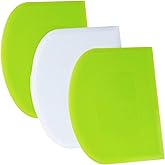 SURDOCA Dough Scraper Bench Scraper - 3P 8.3x5.5" Plastic Flexible Bowl Scraper, Sharp Edge & Angles Cake Scraper. Non-Slip B