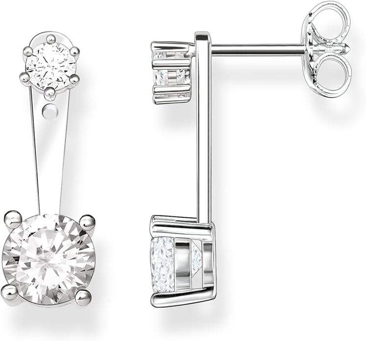 Thomas Sabo Pendientes"Piedra Blanca", Plata de Ley 925 con Circonitas