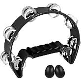EastRock Tambourine Black Hand Percussion Instrument Half Moon for adult