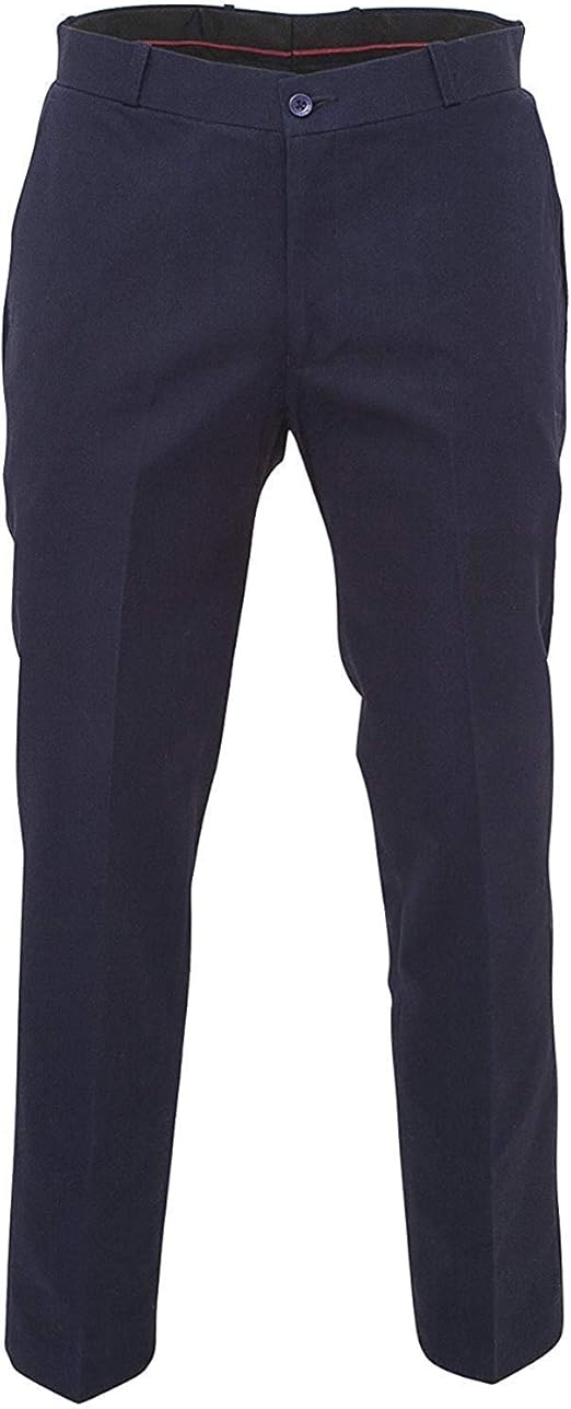 Men's Relco Classic Navy Blue Stay Press Trousers at Amazon Men’s