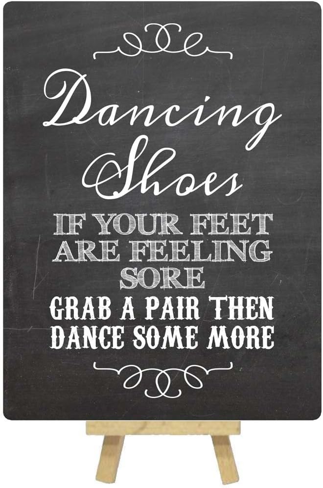 The Lilac Hippo A5 Dancing Shoes Metal Table Sign Printed With Chalkboard Effect With Easel