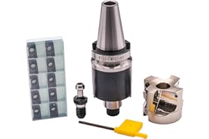SEFHLI BT30-FMB22-60 Shank Face End Mill Arbor, 1.97"/50mm Cutting Diameter 90 Degree 4 Flute Indexable CNC Face End Mill Shell Cutter 400R 50-22-4T with 10Pcs APMT1604 Carbide Inserts and BT30 Pull Stud