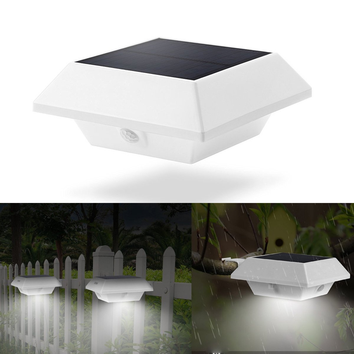 Solar Gutter Light,KINGCOO Waterproof Durable Solar Powered Led PIR