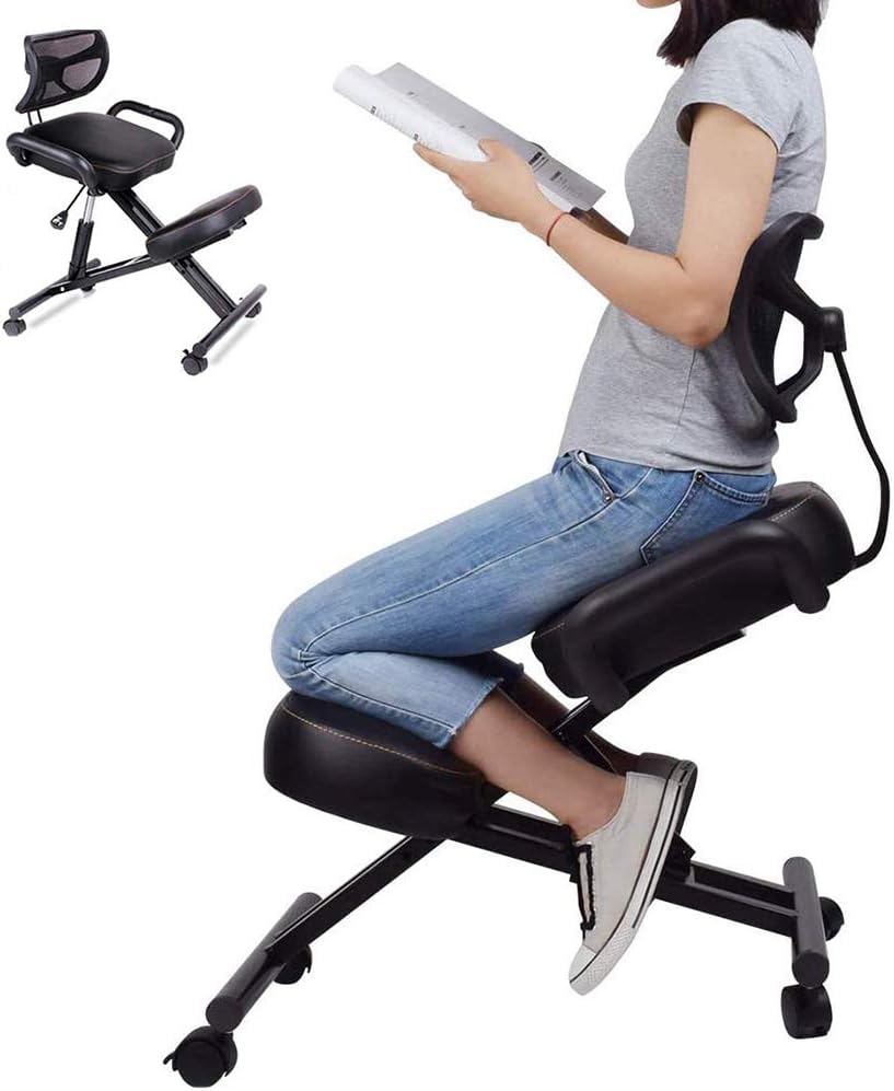 XIALIUXIA Height Adjustable Ergonomic Knee Chair Office Chair, Adjustable Children's Desk Chair Children's Gaming Chair with Backrest Swivel Chair for Home Office