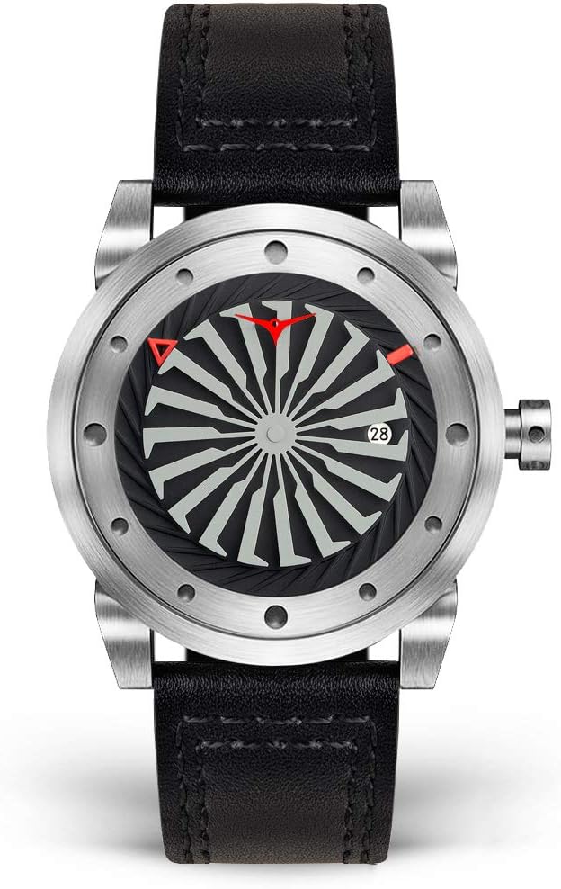 Zinvo Luxury Men’s Blade Wrist Watch - Premium Italian Leather Watch Band - 44mm Turbine Watch - Automatic Movement