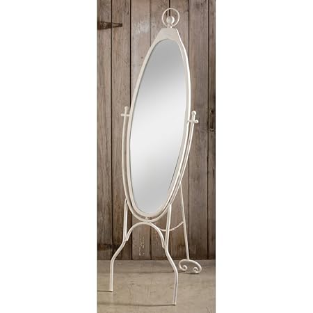 Distressed White Oval Framed Floor Mirror Shabby Chic Amazon Co