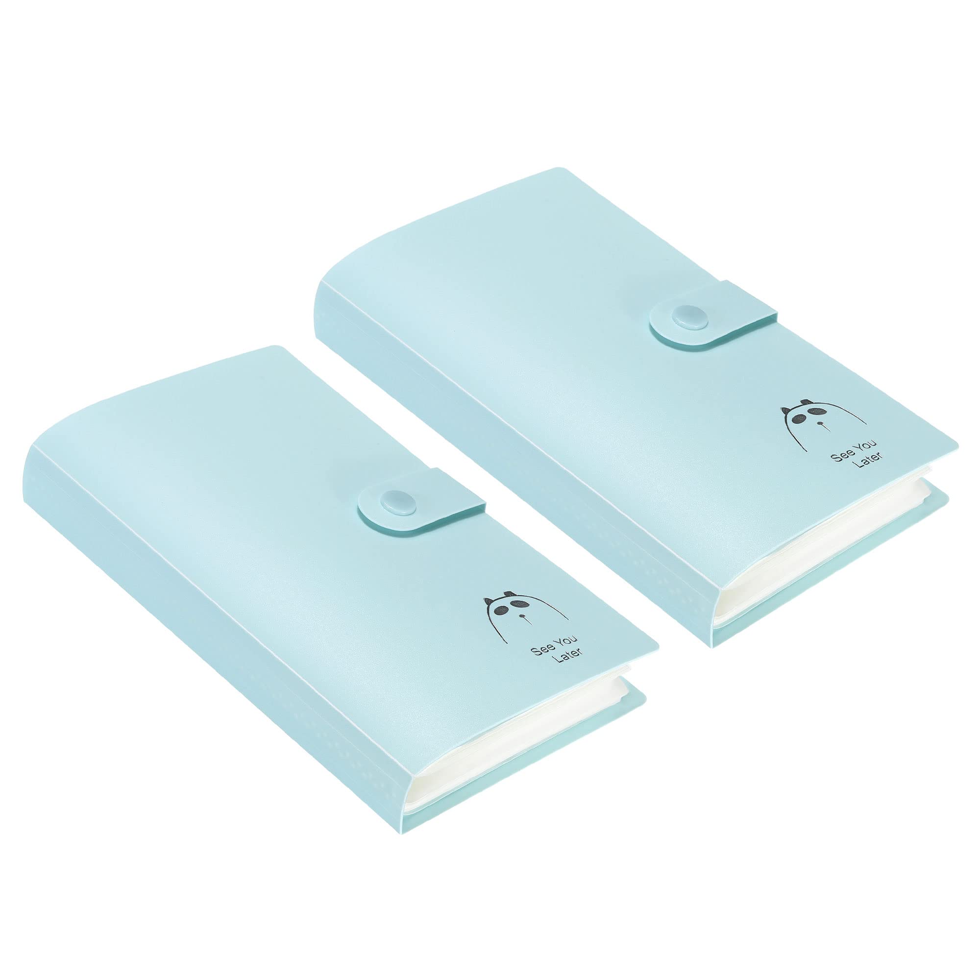 PATIKIL Business Card Holder, 2 Pack Plastic Portable Card Binder Book Name Card Organizer for Women Men, Light Blue