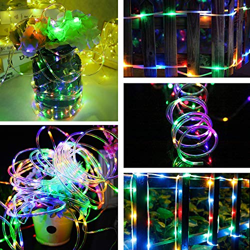 IELECMG LED Rope Lights,Battery Powered String Lights 33FT 100LEDs Fairy Lights with Remote,USB Rope String Light 8 Modes Waterproof Color Changing Tube Lights Dimmable for Patio Christmas Fence Boat