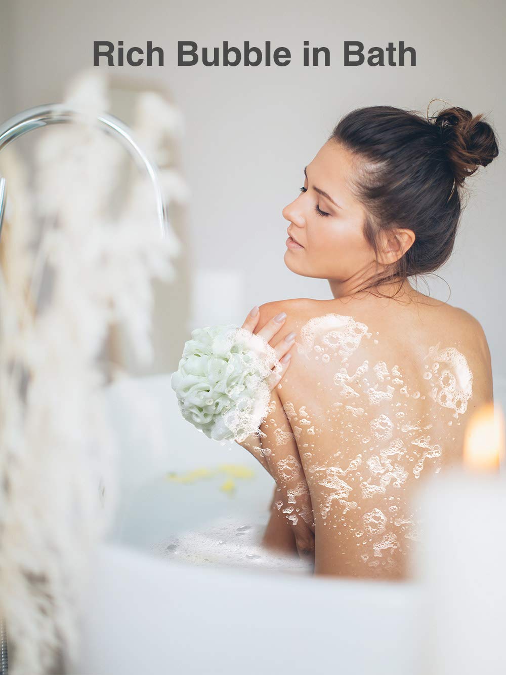 Elitehood Bath Loofah for Woman, 3 Pack Mens Loofa, Extra Large Exfoliating Loofah, Mesh Pouf Kids Loofah and Loofa Sponge Natural, 60G Large Shower Bath Loofah with 3 Different Colors Loofah Sponge: Beauty